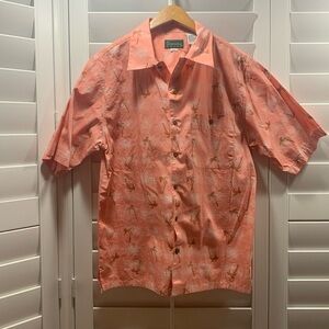 Scandia Woods Men’s Medium Peach Pink Button Down Hawaiian Shirt